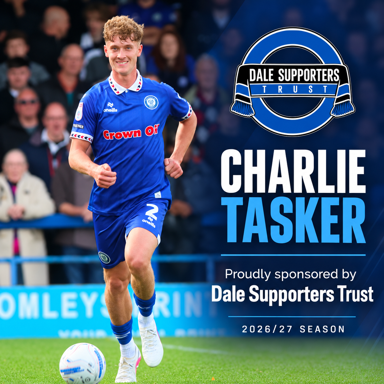 Charlie Tasker, the player sponsored by the Dale Supporters Trust